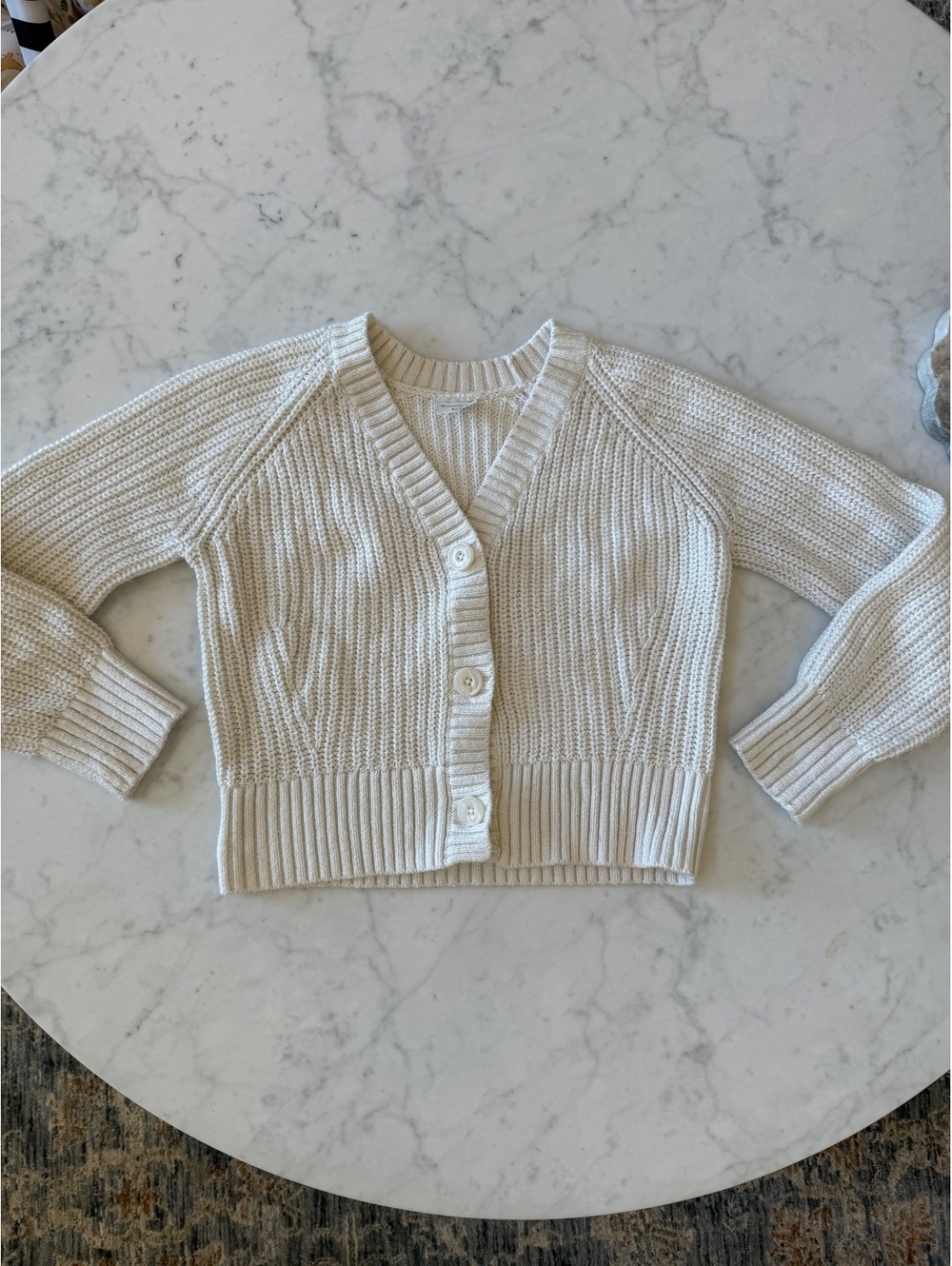 Abercrombie Kids Girls 9/10 Cream Chunky Knit Button Cardigan Sweater